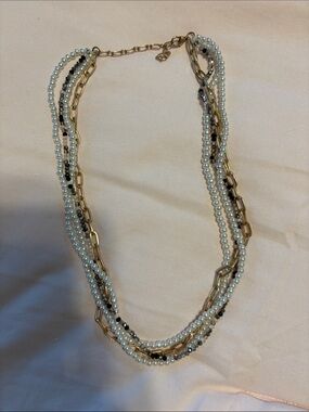 belk Multi-Strand Pearl and Gold-Link Necklace with Black Accents